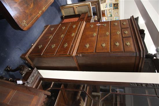 A George II walnut chest on chest, W.3ft 5in. D.1ft 10in. H.6ft 5in.